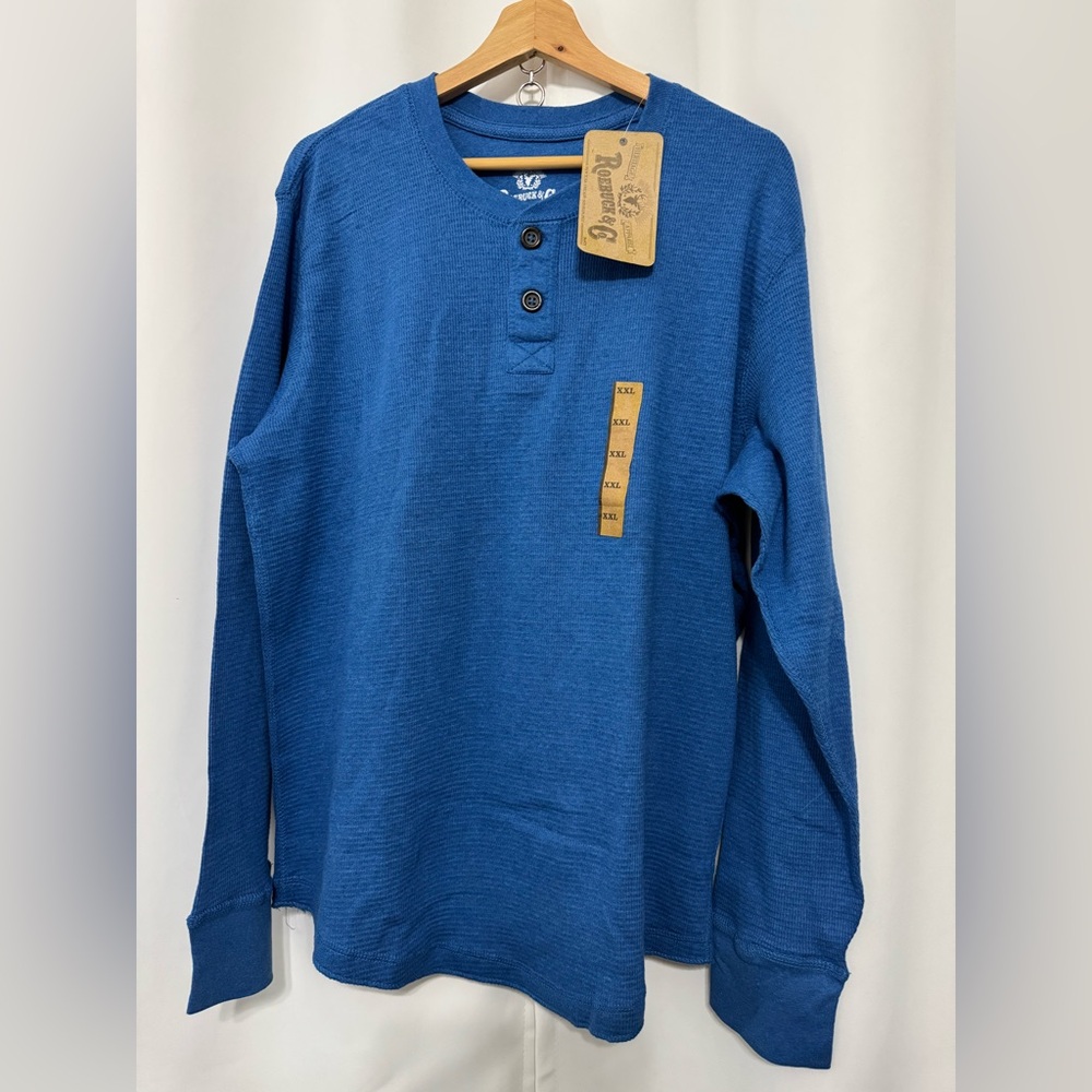 Roebuck &‎ Co Men’s Blue Long Sleeve Henley Shirt Size: XXL